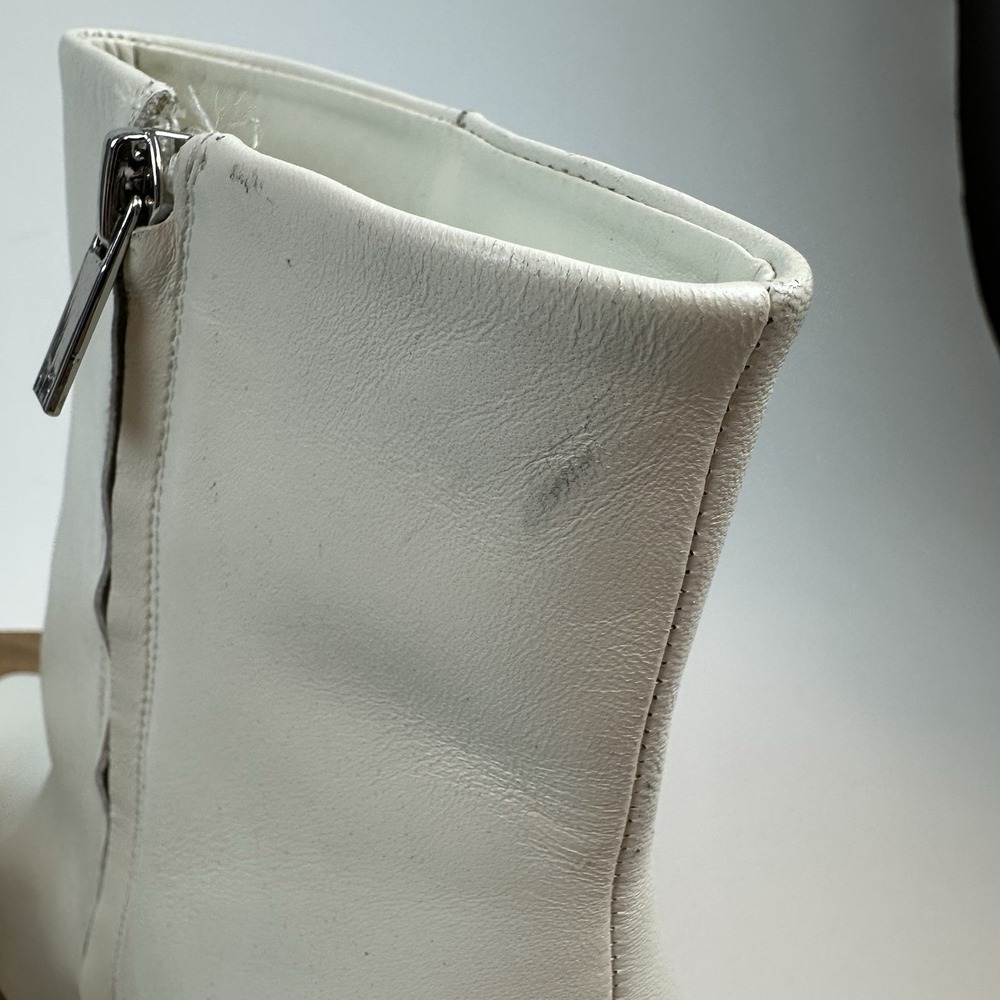 New Womens Marc Fisher LTD Codyy White Leather Flared Heel Ankle Boots Size 11 M - Picture 9 of 10